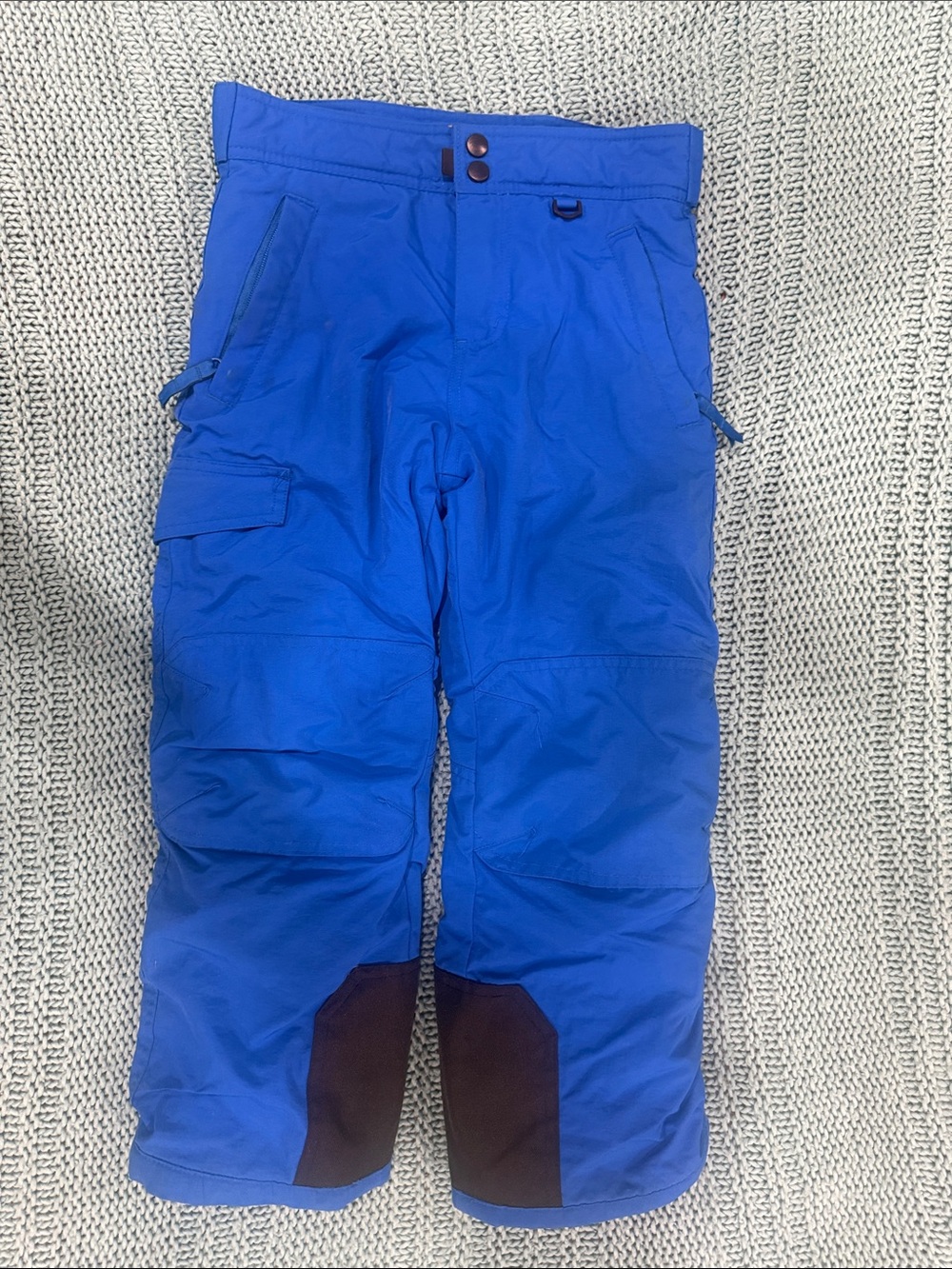 Kids Waterproof Blue Snow Pants with Reinforced Cuffs
